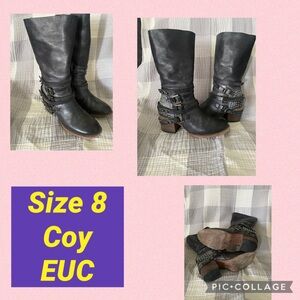 Freebird Women's Black Heeled Boots with Buckle Detail